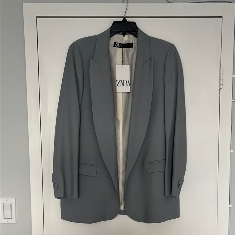 Zara Women’s Gray Blazer with Shawl Collar
